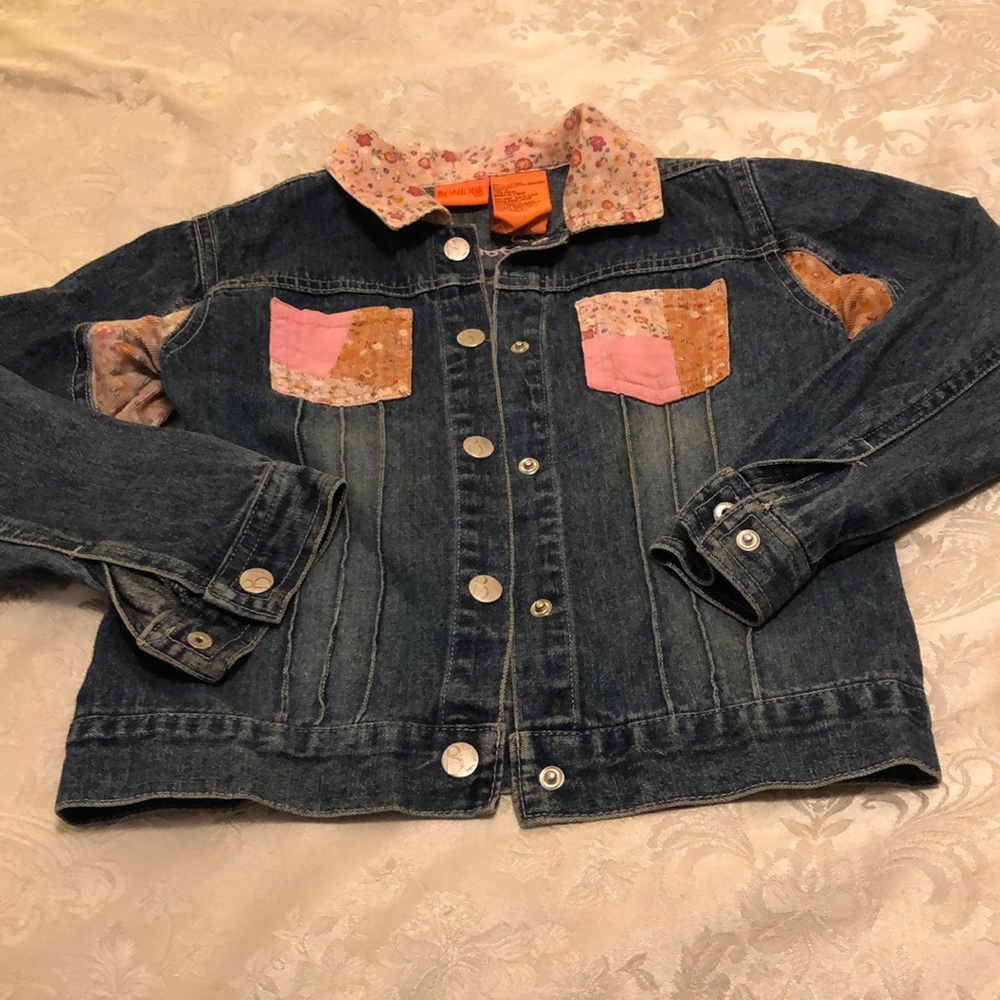 Child’s Bonjour Size 6 Jean Jacket Corduroy Accents & Embroidered Back B - #156